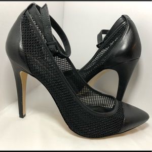 BCBGeneration Black Ankle-Strap Pumps